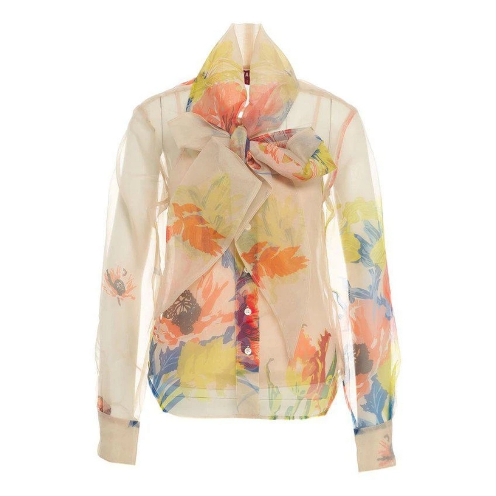 Staud Maryn Floral Print Semi-Sheer Blouse Size XS